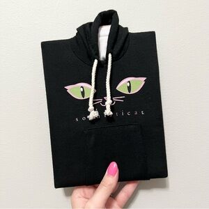Sophisticat Black Hoodie Sweatshirt Notebook with Cat Face